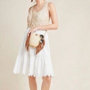Anthropologie Brittney Crochet Top Eyelet Dress Size XS